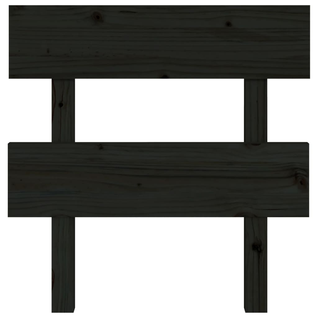 Solid Pine Bed Headboard - Black 103.5x3x81 cm
