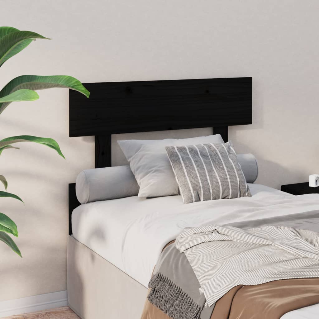 Solid Pine Bed Headboard - Black 103.5x3x81 cm