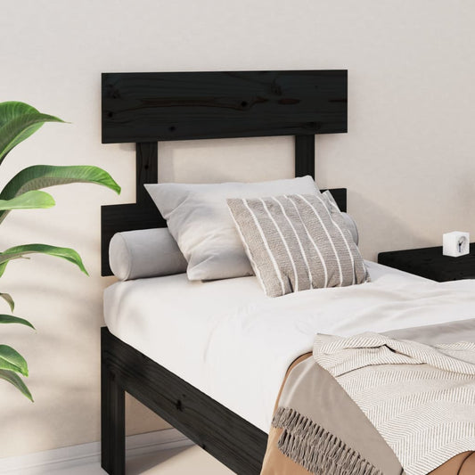 Solid Pine Bed Headboard - Black 103.5x3x81 cm