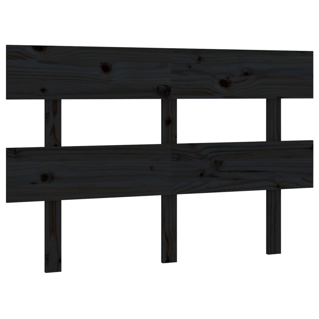 Solid Pine Black Headboard 124x3x81 cm - Stylish Bedroom Decor