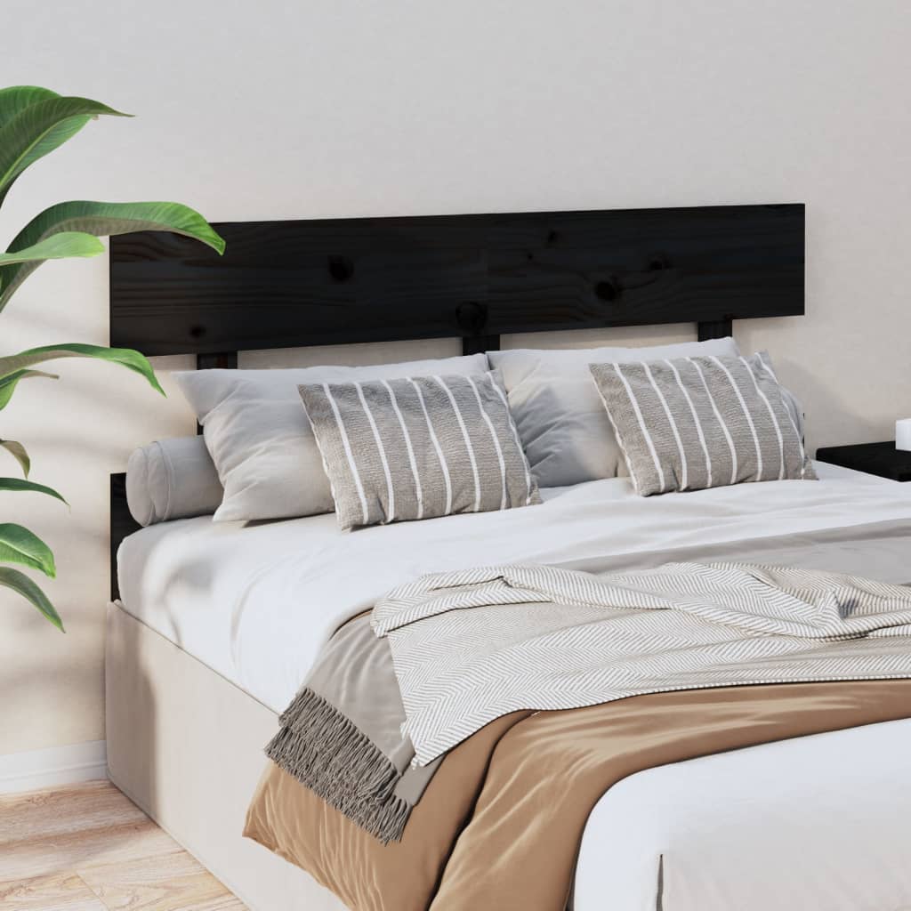 Solid Pine Black Headboard 124x3x81 cm - Stylish Bedroom Decor
