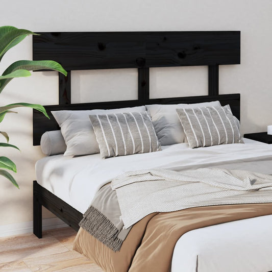 Solid Pine Black Headboard 124x3x81 cm - Stylish Bedroom Decor