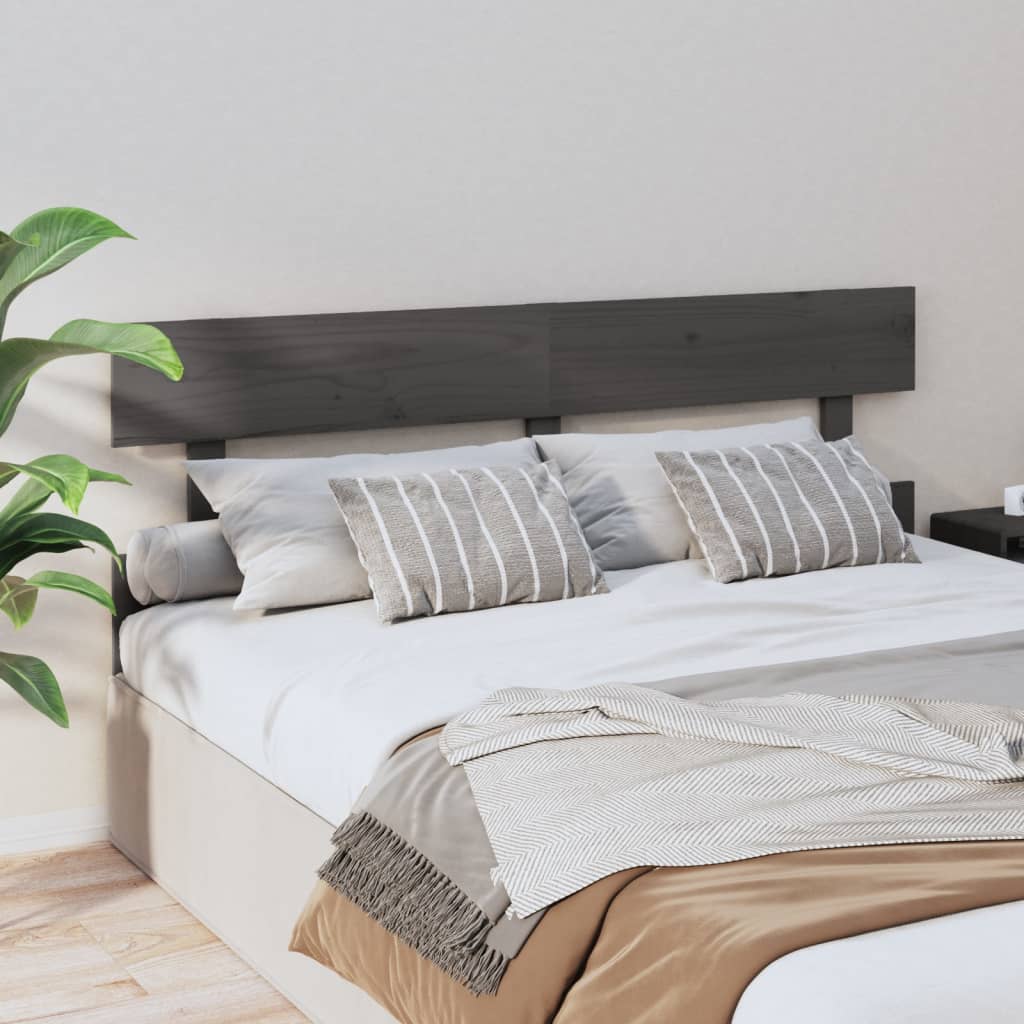 Solid Pine Grey Headboard 154x3x81 cm - Stylish Bedroom Accent