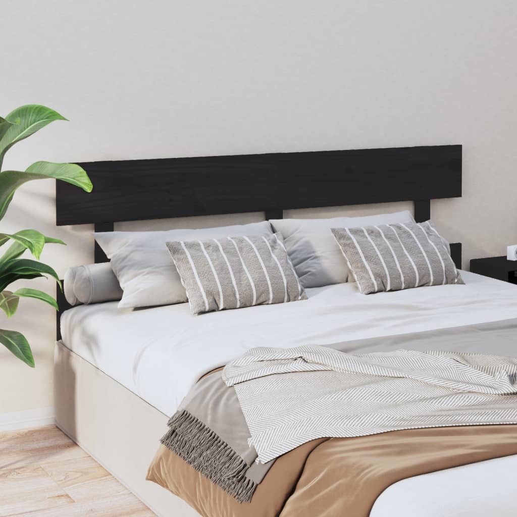 Solid Pine Black Headboard 164x3x81 cm - Stylish Bedroom Essential