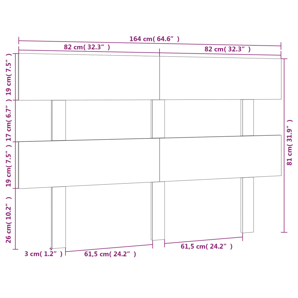Solid Pine Black Headboard 164x3x81 cm - Stylish Bedroom Essential