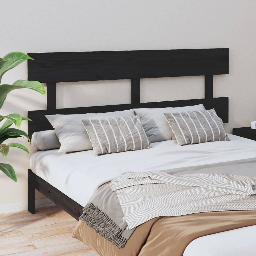 Solid Pine Black Headboard 164x3x81 cm - Stylish Bedroom Essential