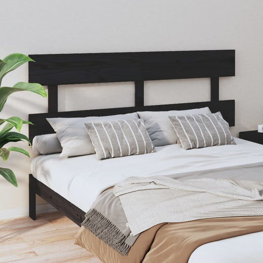 Solid Pine Black Headboard 164x3x81 cm - Stylish Bedroom Essential