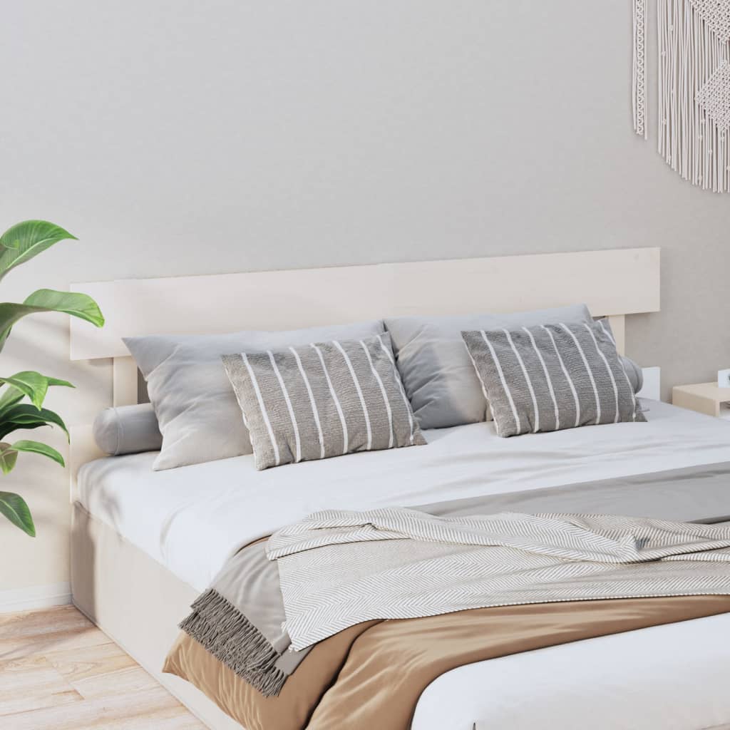Solid Pine White Bed Headboard 204x3x81 cm