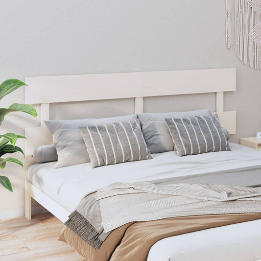 Solid Pine White Bed Headboard 204x3x81 cm