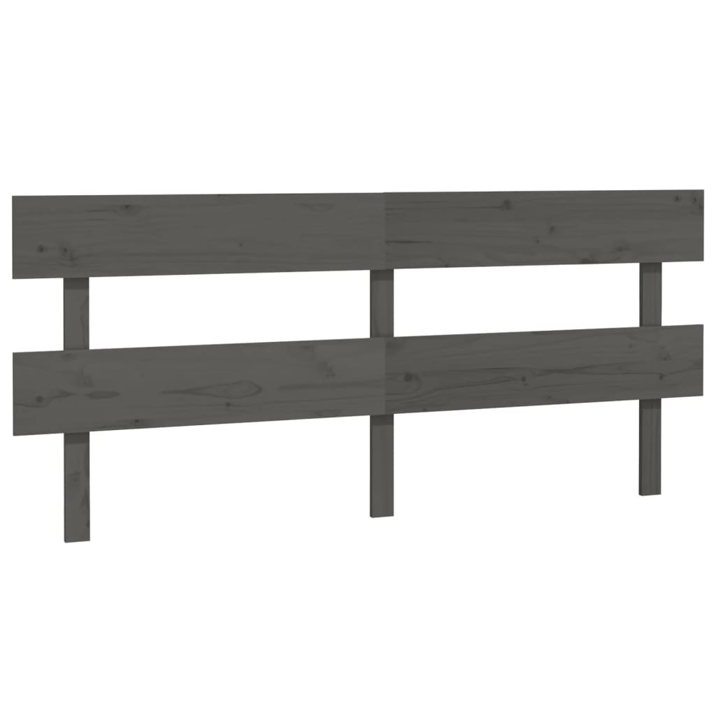 Solid Wood Pine Bed Headboard, Grey, 204x3x81 cm - Elegant Design