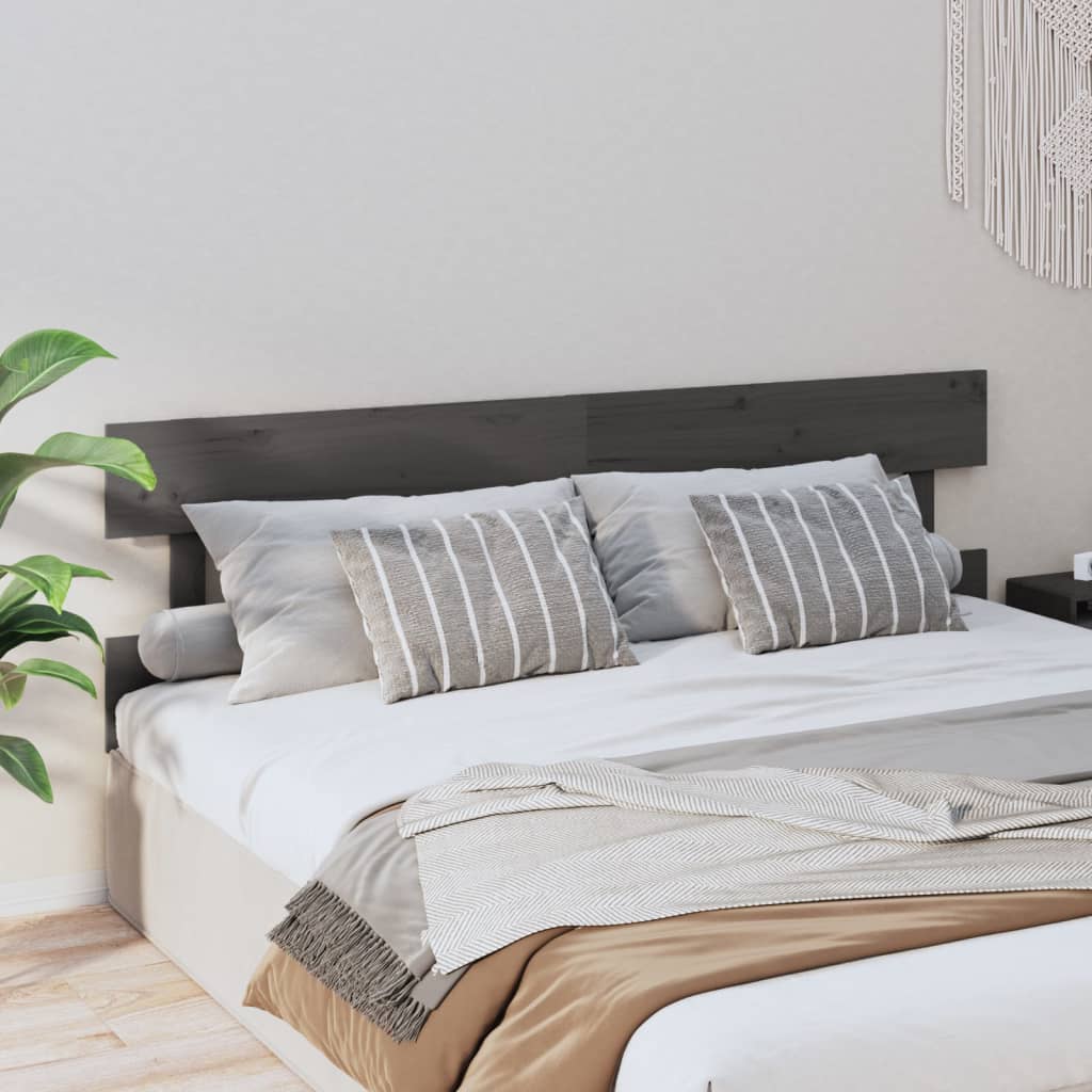 Solid Wood Pine Bed Headboard, Grey, 204x3x81 cm - Elegant Design