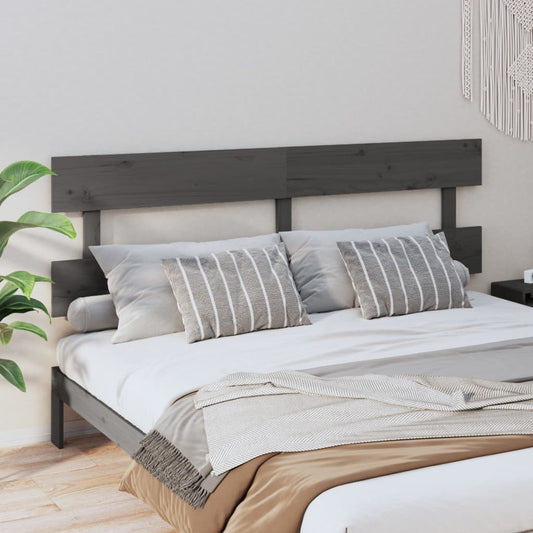 Solid Wood Pine Bed Headboard, Grey, 204x3x81 cm - Elegant Design