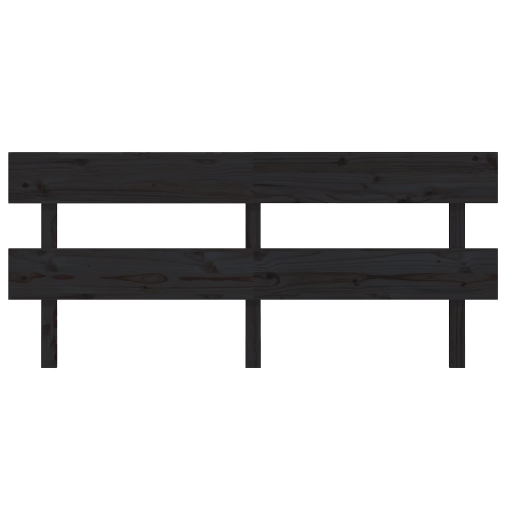 Solid Pine Wood Bed Headboard, Black 204x3x81 cm