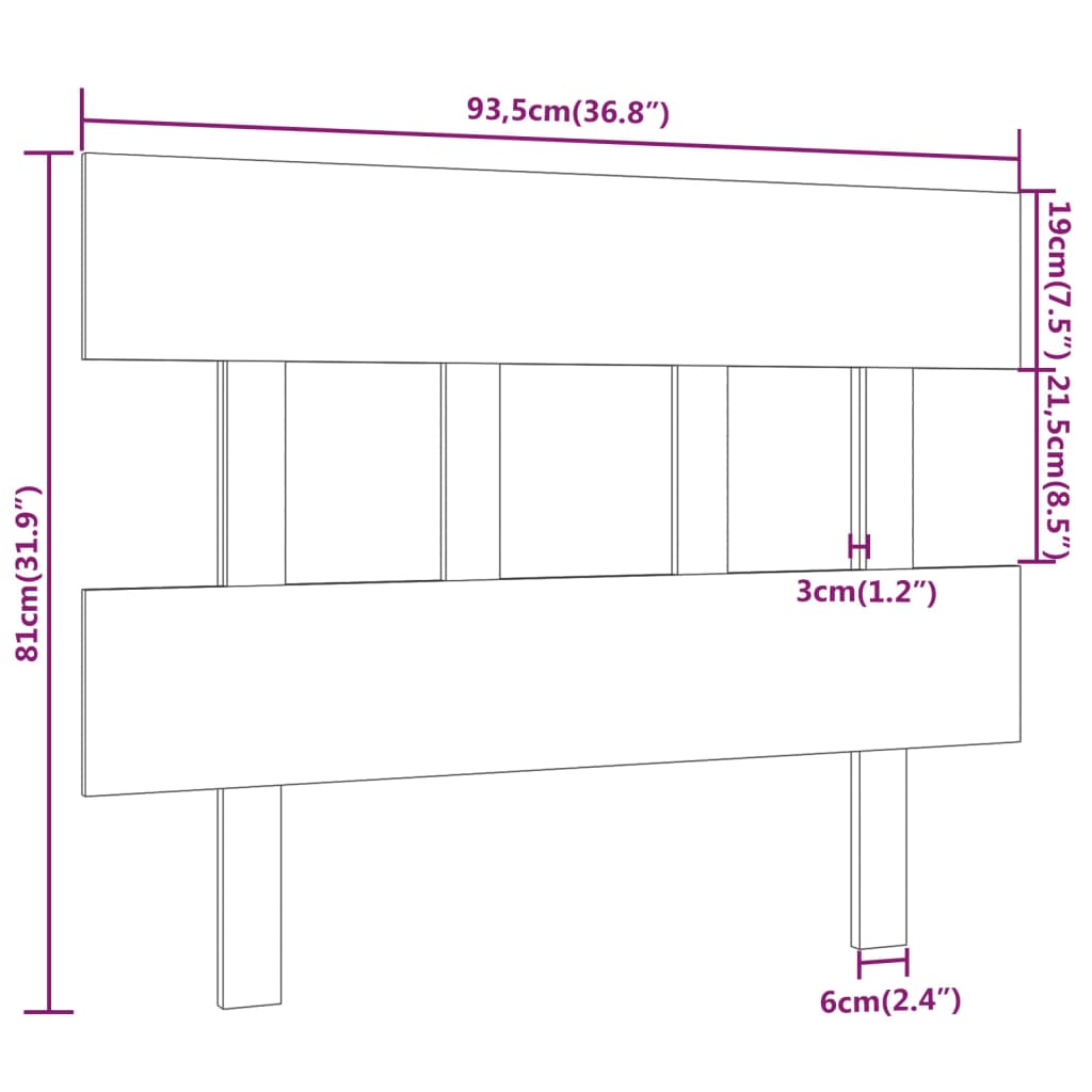 Solid Wood Pine Headboard - 93.5x3x81 cm Bed Furniture