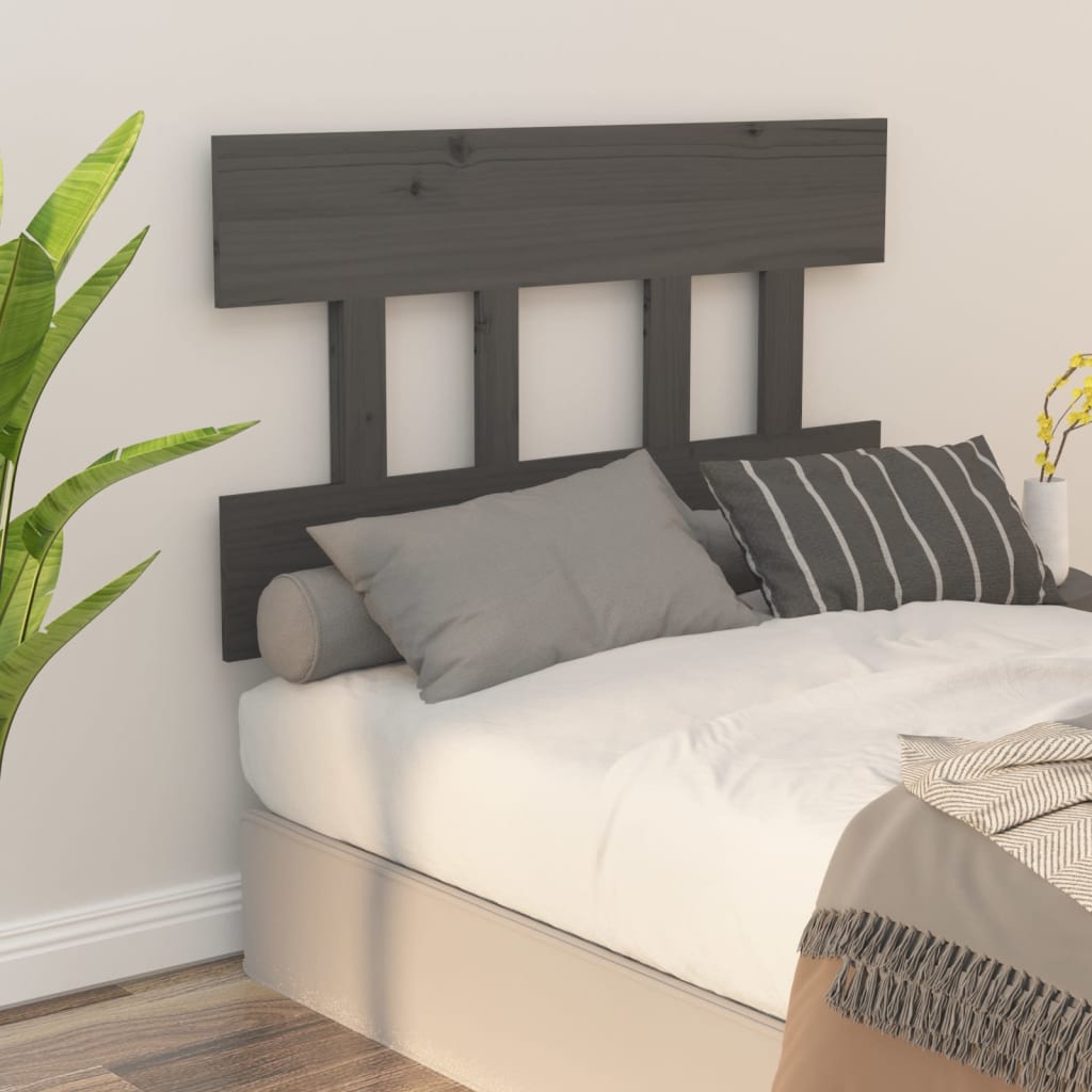 Solid Pine Wood Grey Headboard 103.5x3x81 cm - Elegant Bedroom Decor
