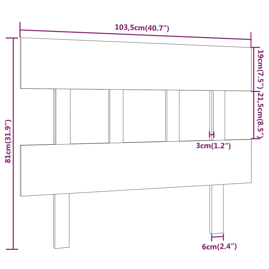 Solid Pine Wood Honey Brown Headboard, 103.5x3x81 cm