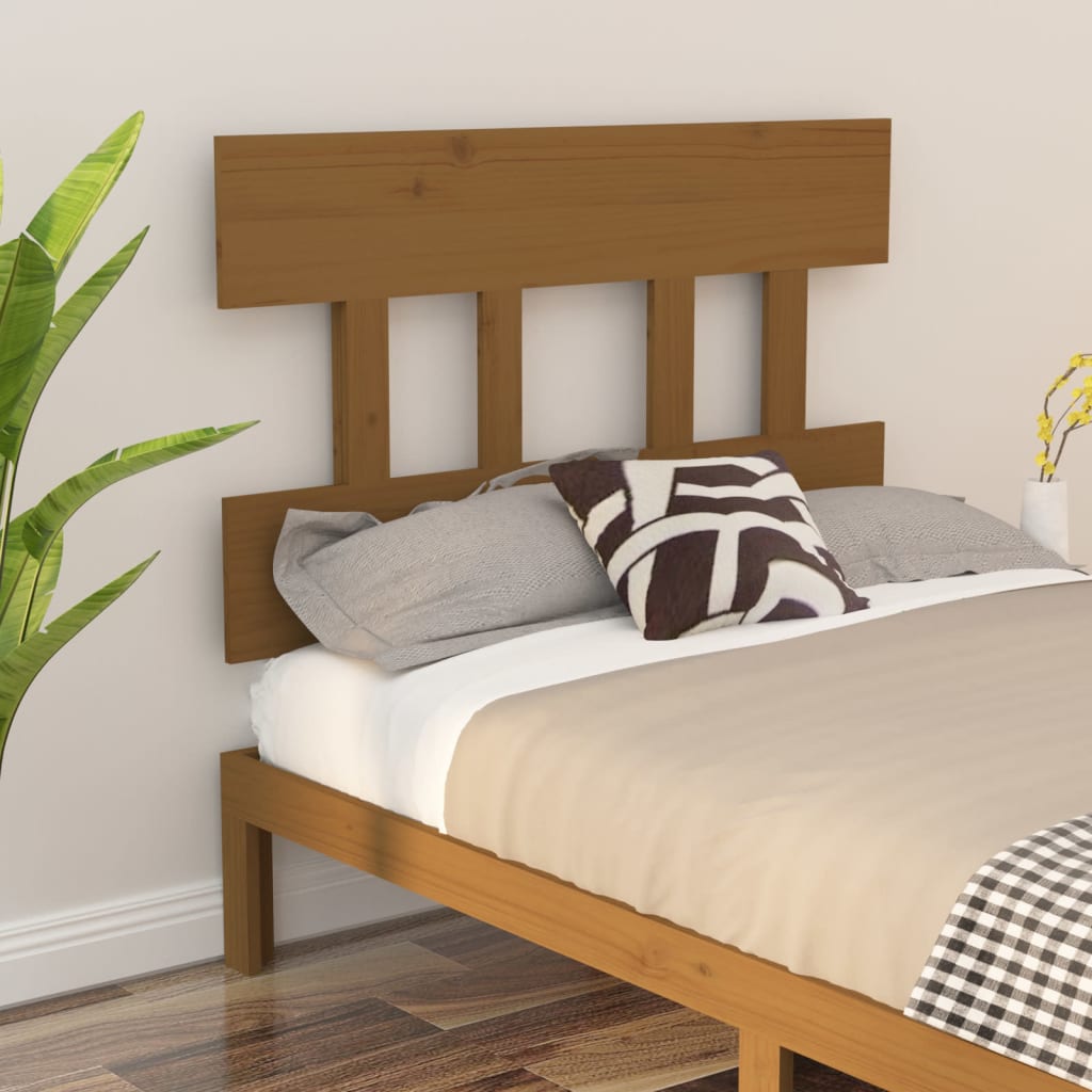 Solid Pine Wood Honey Brown Headboard, 103.5x3x81 cm