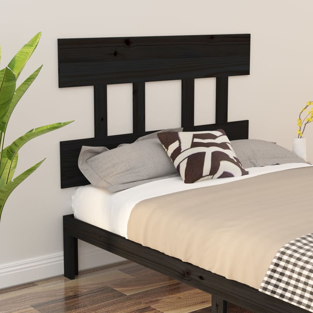 Solid Pine Wood Black Headboard 103.5x3x81 cm - Elegant Design