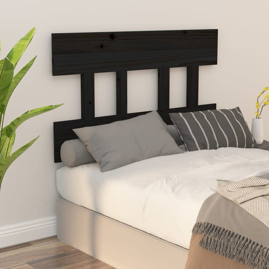 Solid Pine Wood Black Headboard 103.5x3x81 cm - Elegant Design