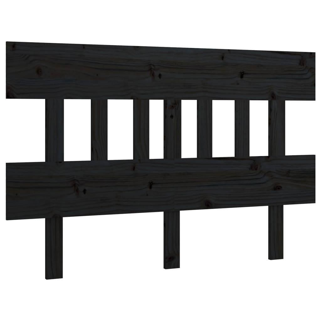 Solid Pine Wood Bed Headboard - Black, 123x3x81 cm