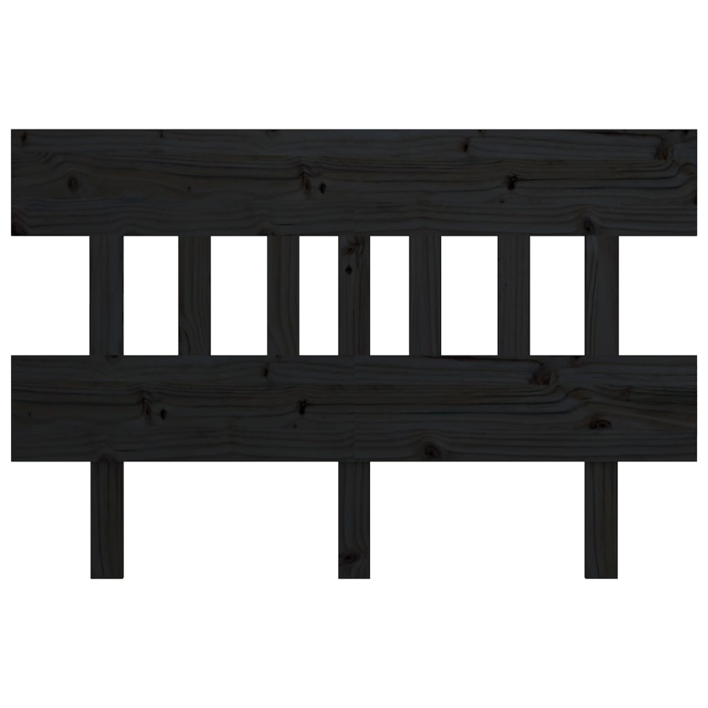 Solid Pine Wood Bed Headboard - Black, 123x3x81 cm