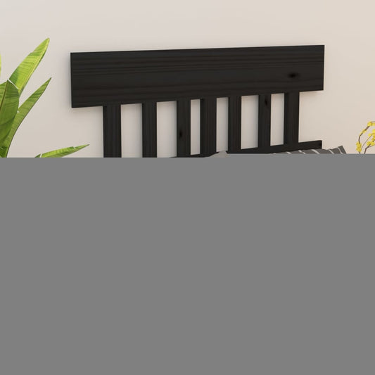 Solid Pine Wood Bed Headboard - Black, 123x3x81 cm