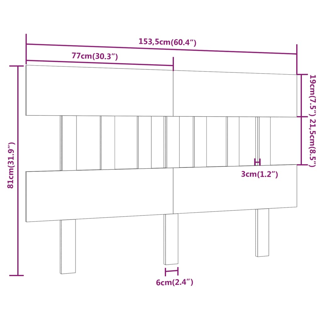 Solid Pine Bed Headboard 153.5x3x81 cm - Elegant & Durable Design