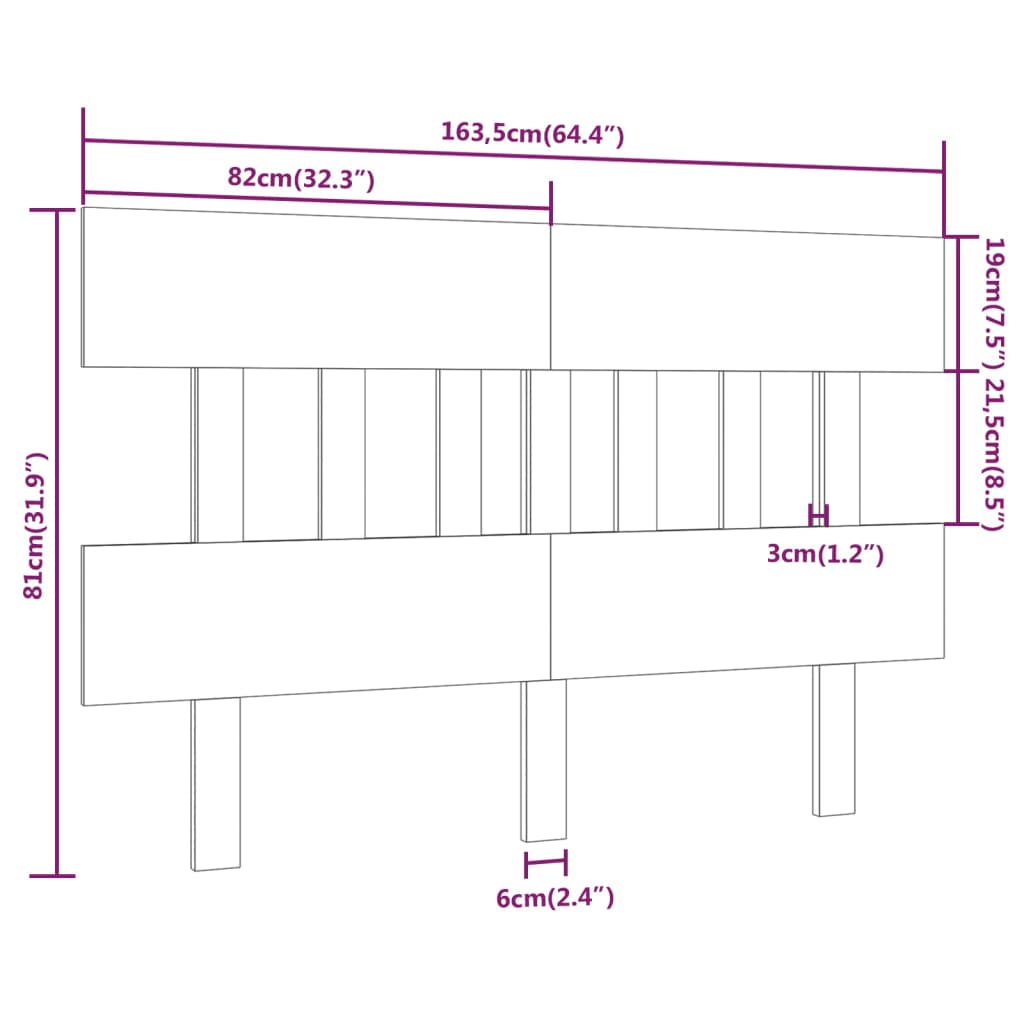 Solid Wood Pine Bed Headboard – 163.5x3x81 cm
