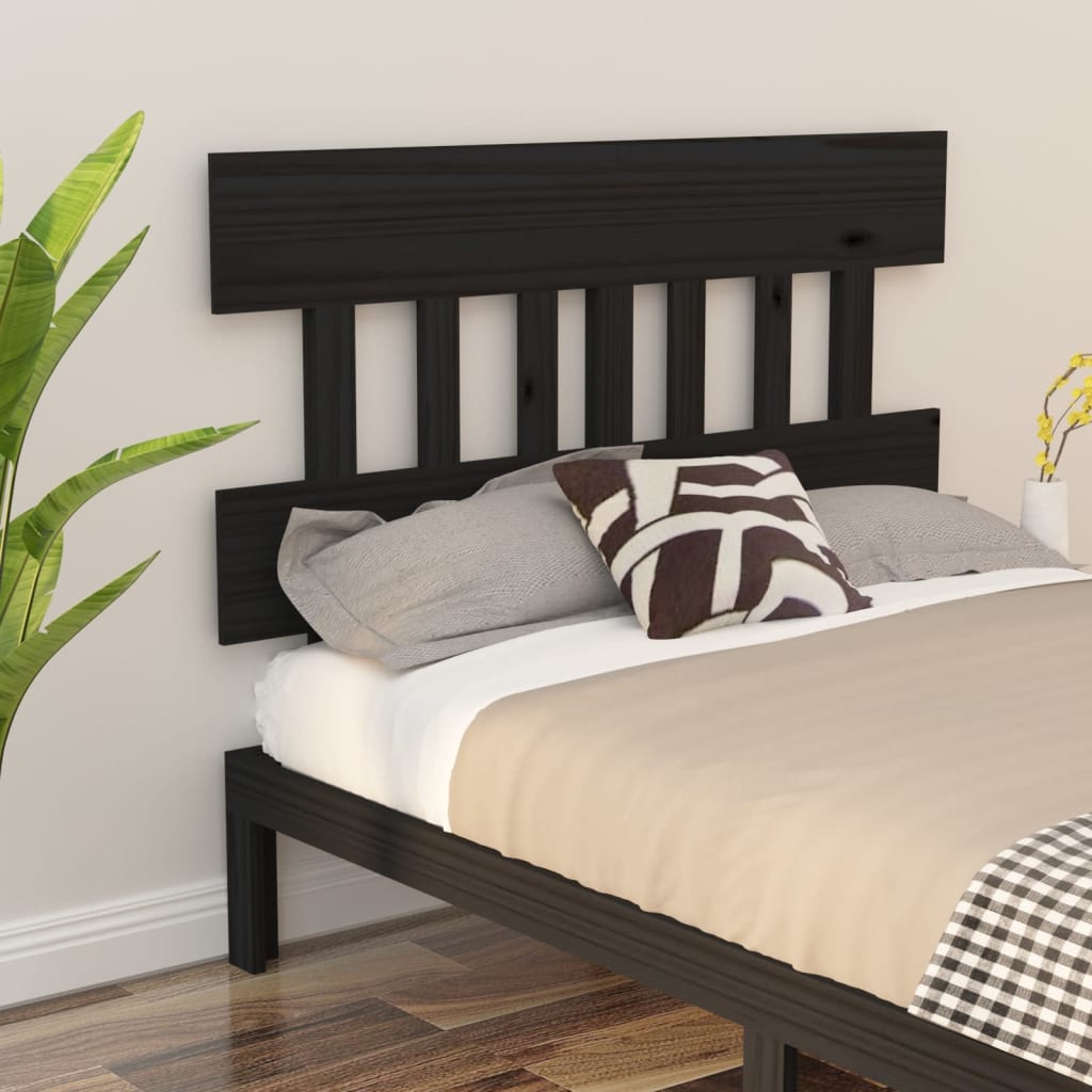 Solid Pine Bed Headboard - Black, 163.5x3x81 cm