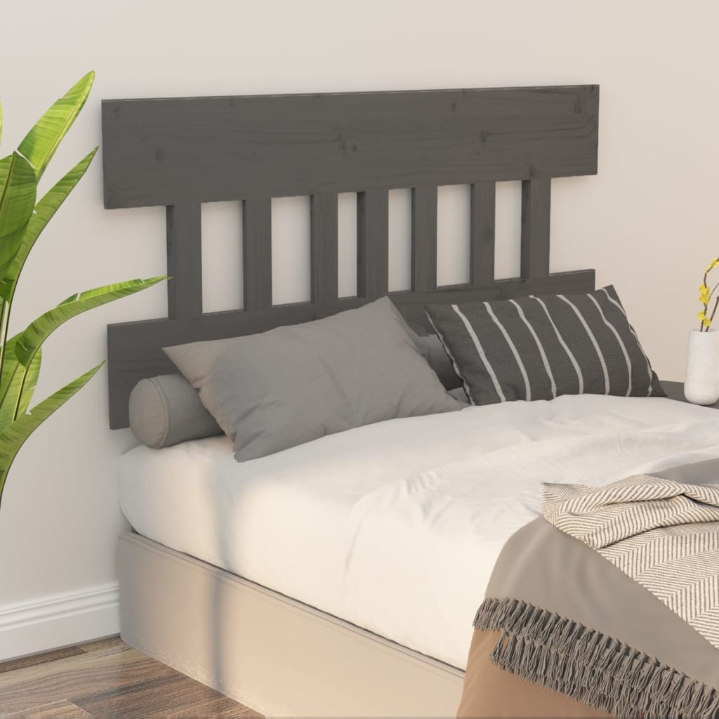 Solid Pine Wood Grey Bed Headboard - 183.5x3x81 cm
