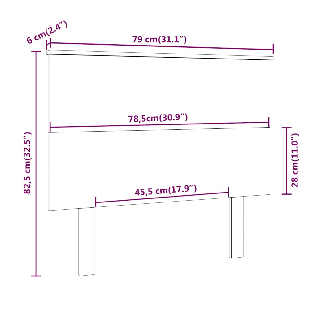 Solid Pine Wood Bed Headboard 79x6x82.5 cm - Elegant & Durable