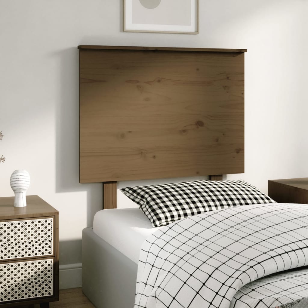 Solid Wood Pine Bed Headboard, Honey Brown, 79x6x82.5 cm
