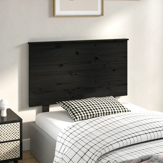 Solid Pine Wood Black Headboard - 94x6x82.5 cm