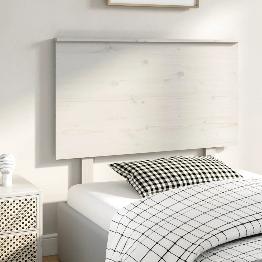 Solid Pine Wood White Headboard, 104x6x82.5 cm