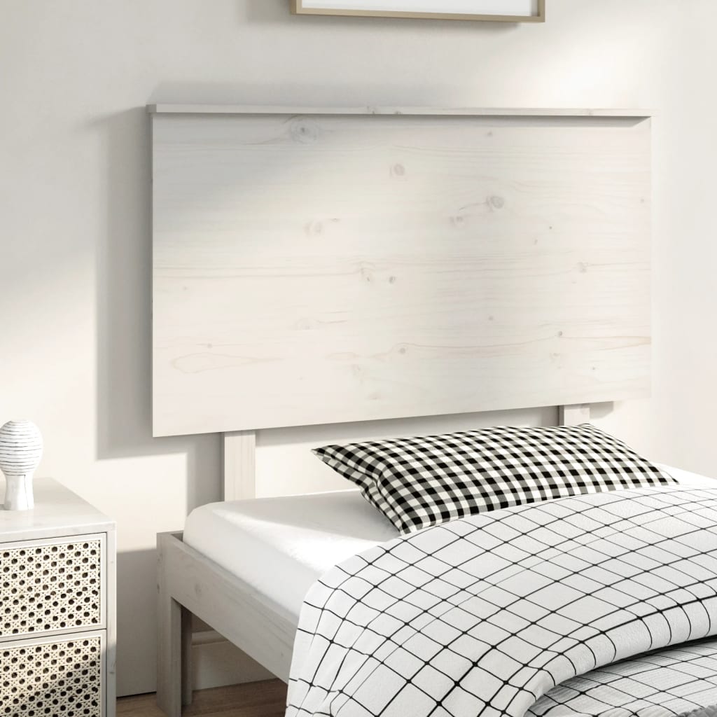 Solid Pine Wood White Headboard, 104x6x82.5 cm