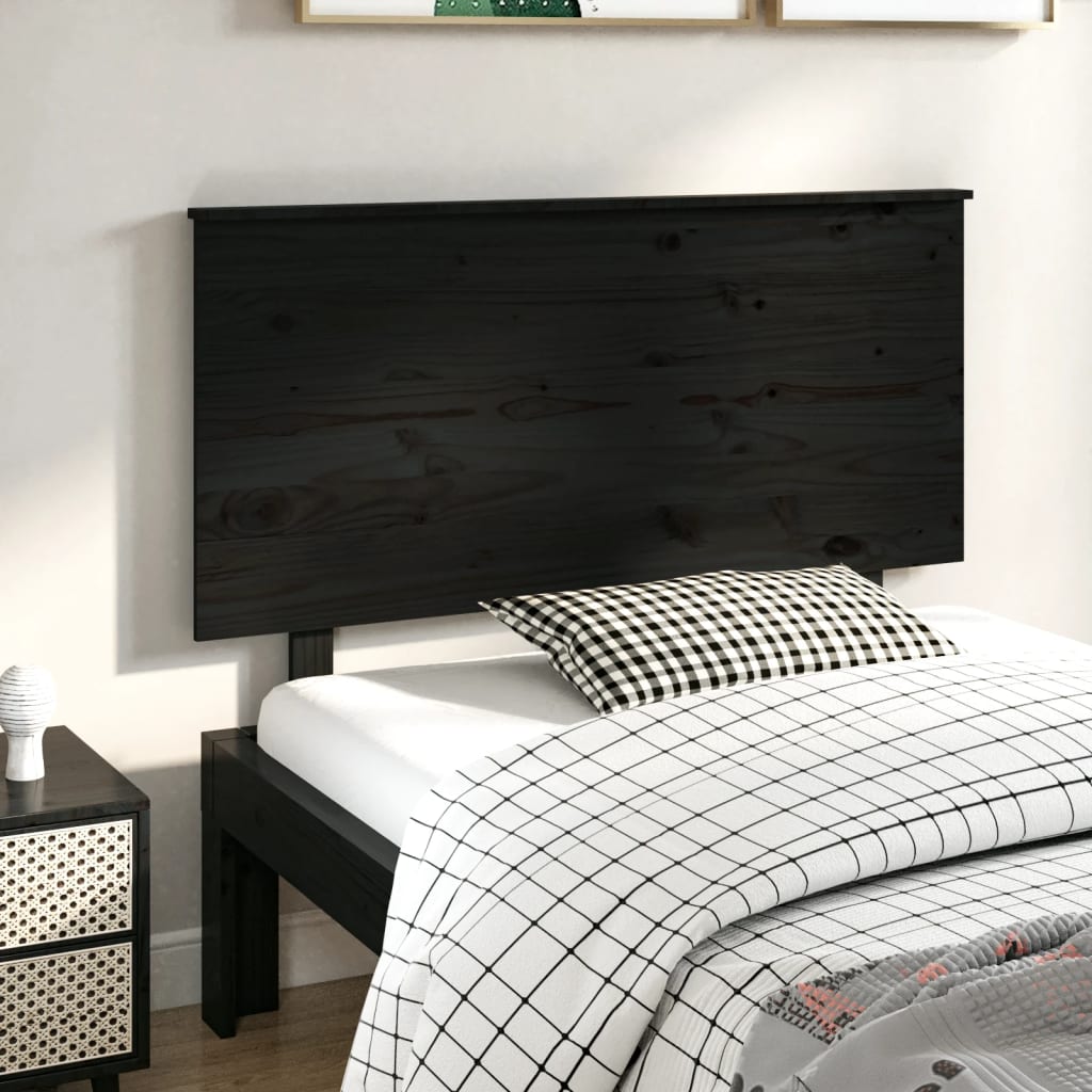 Solid Pine Black Headboard - 124x6x82.5 cm Stylish Design