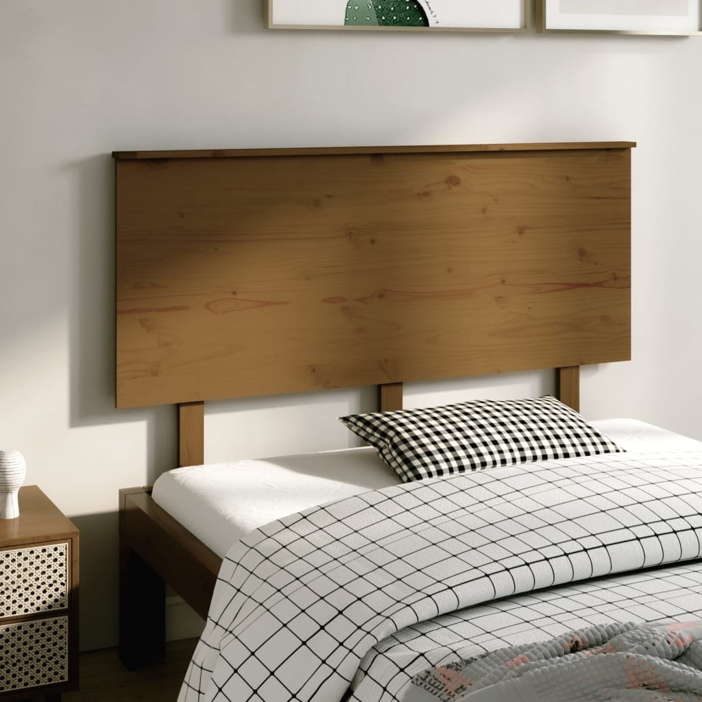 Solid Pine Bed Headboard, Honey Brown, 139x6x82.5 cm