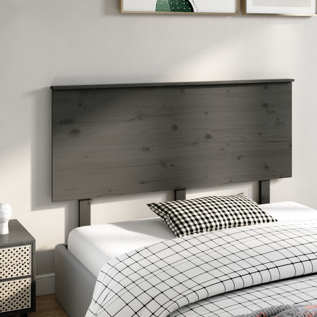 Solid Pine Grey Headboard 144x6x82.5 cm - Elegant Bedroom Decor