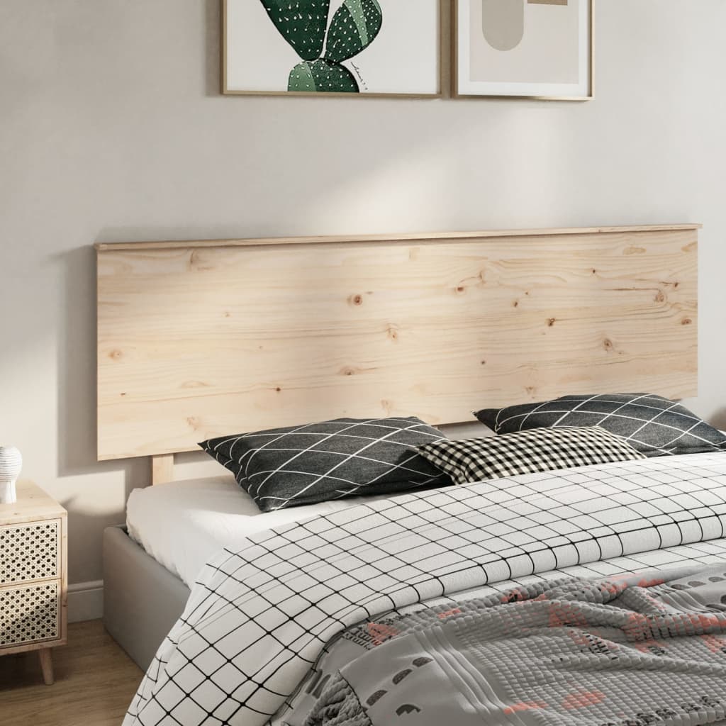 Solid Pine Wood Bed Headboard, 204x6x82.5 cm - Natural Finish