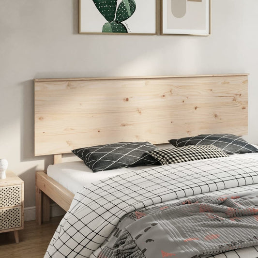 Solid Pine Wood Bed Headboard, 204x6x82.5 cm - Natural Finish