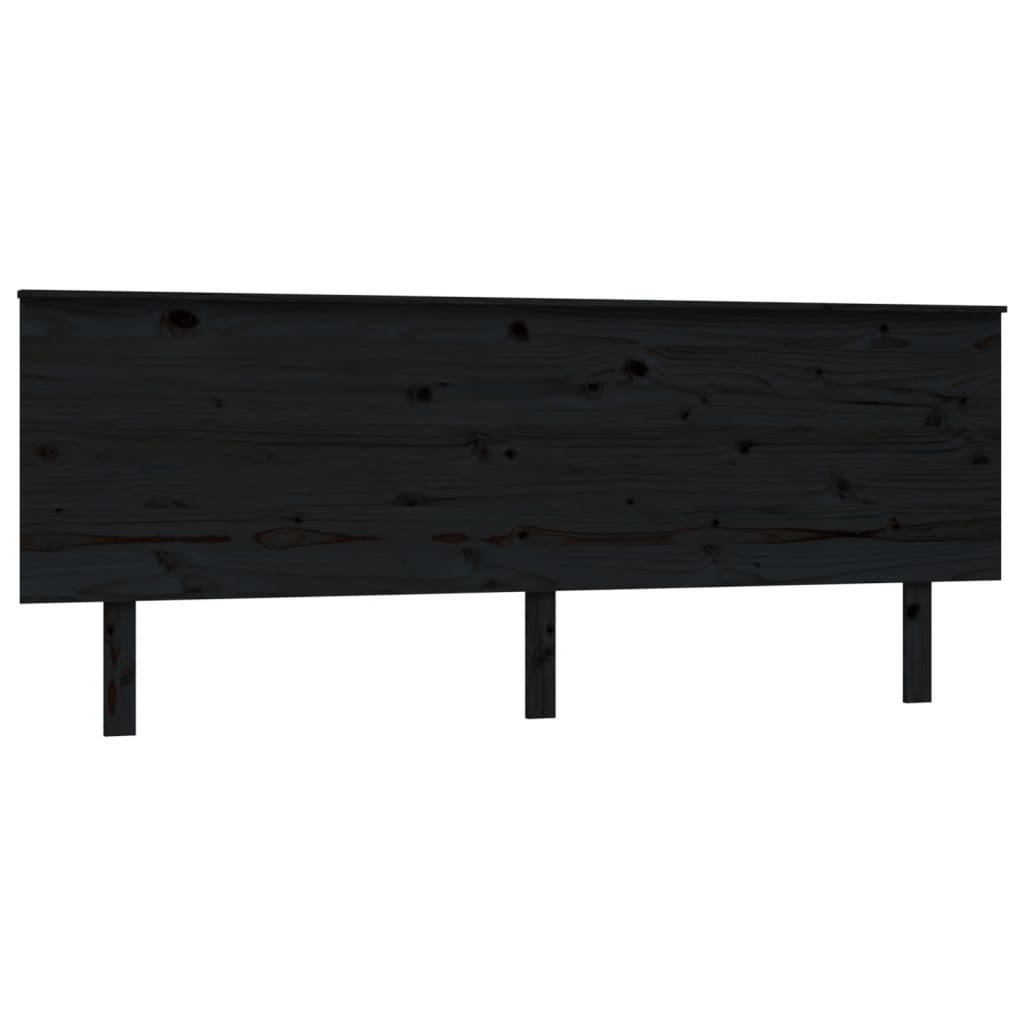 Solid Pine Black Bed Headboard - 204x6x82.5 cm
