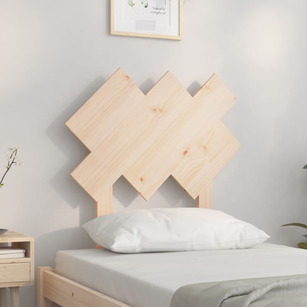 Solid Pine Wood Bed Headboard, 72.5x3x81 cm, Natural Finish
