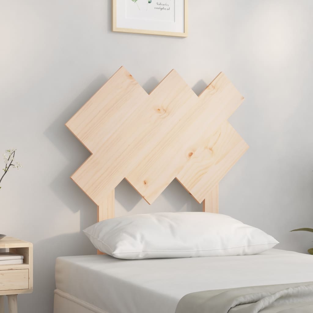 Solid Pine Wood Bed Headboard, 72.5x3x81 cm, Natural Finish
