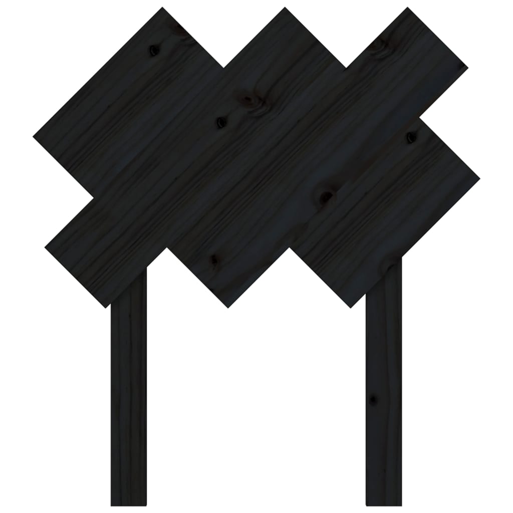 Black Solid Pine Wood Bed Headboard 72.5x3x81 cm
