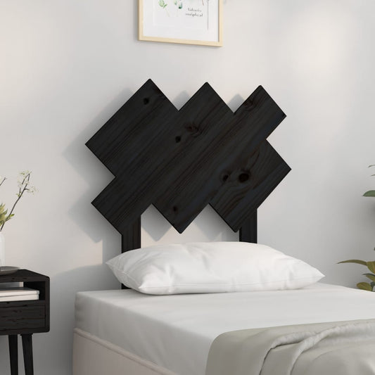 Black Solid Pine Wood Bed Headboard 72.5x3x81 cm