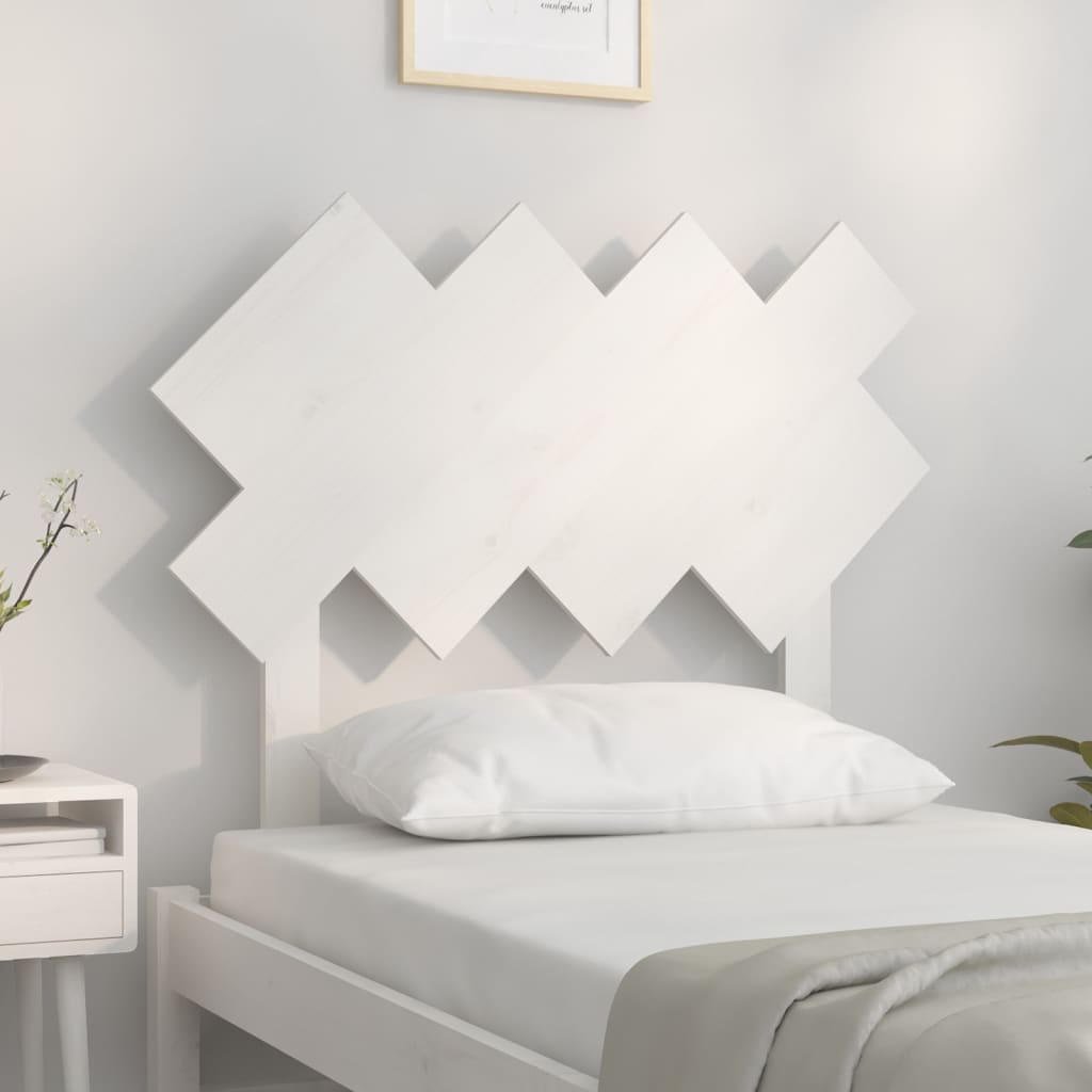Solid Pine Wood White Bed Headboard 92x3x81 cm