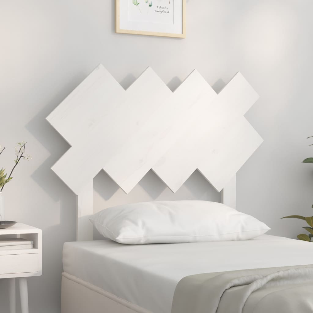 Solid Pine Wood White Bed Headboard 92x3x81 cm
