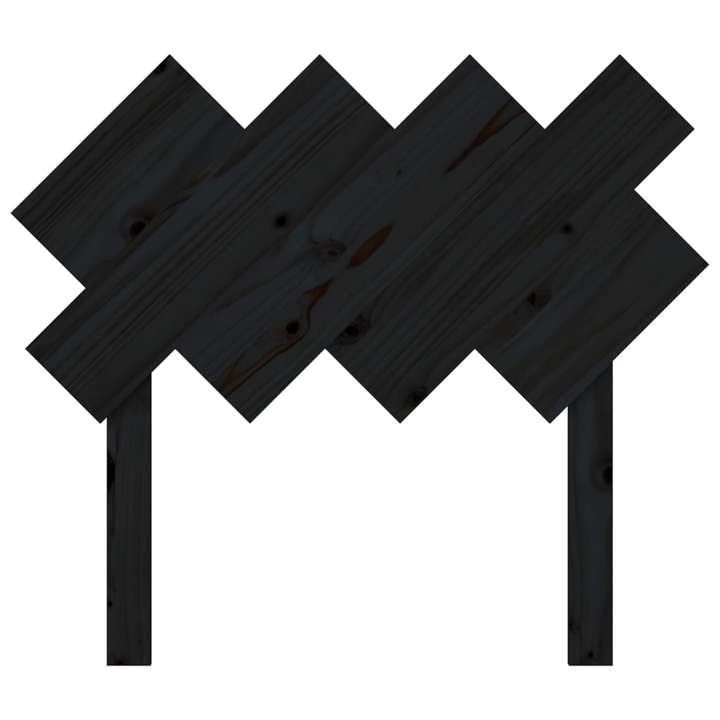 Solid Pine Wood Black Headboard - 92x3x81 cm