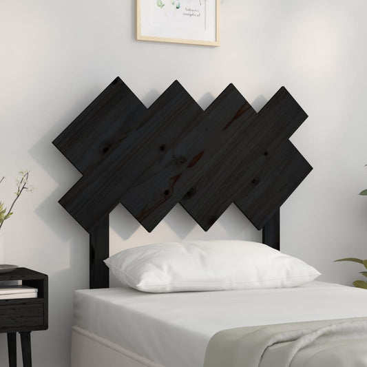 Solid Pine Wood Black Headboard - 92x3x81 cm