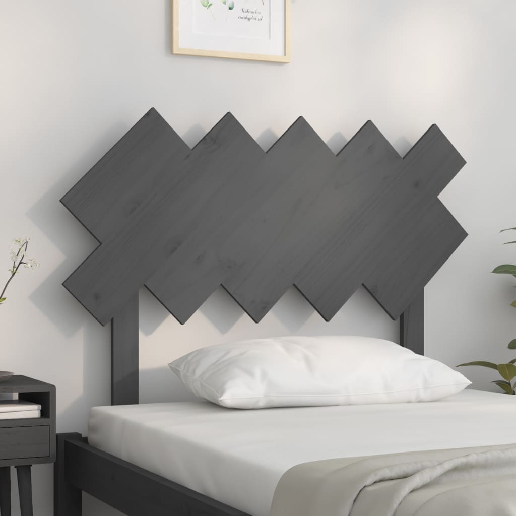 Solid Pine Grey Bed Headboard 104x3x80.5 cm